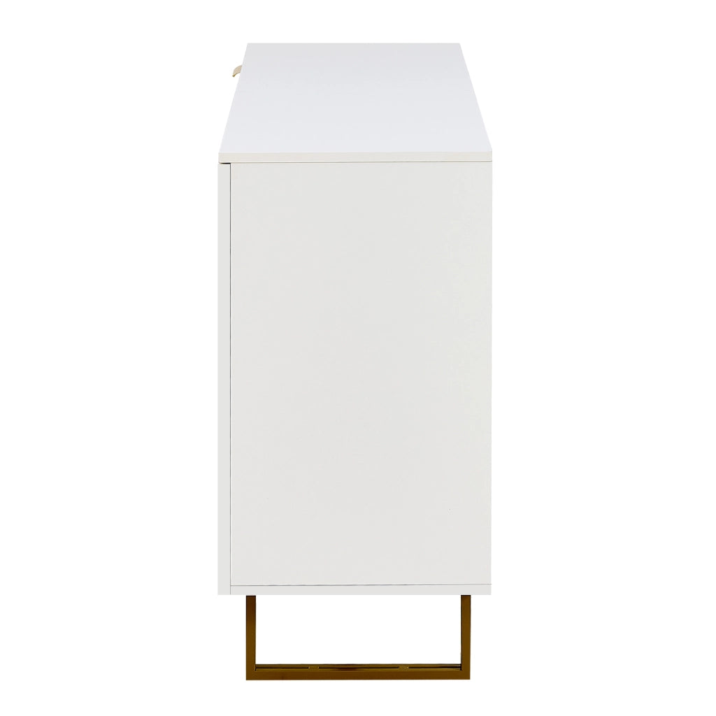 Credenza 2 Ante 3 Cassetti in MDF ¨C Xylo ¨C Gambe in Acciaio, Dettagli Dorati, 160 cm