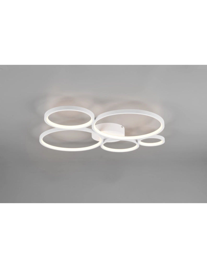 Plafoniera Rondo 5 Cerchi Led Dimmerabile Bianco L59 cm Trio Lighting