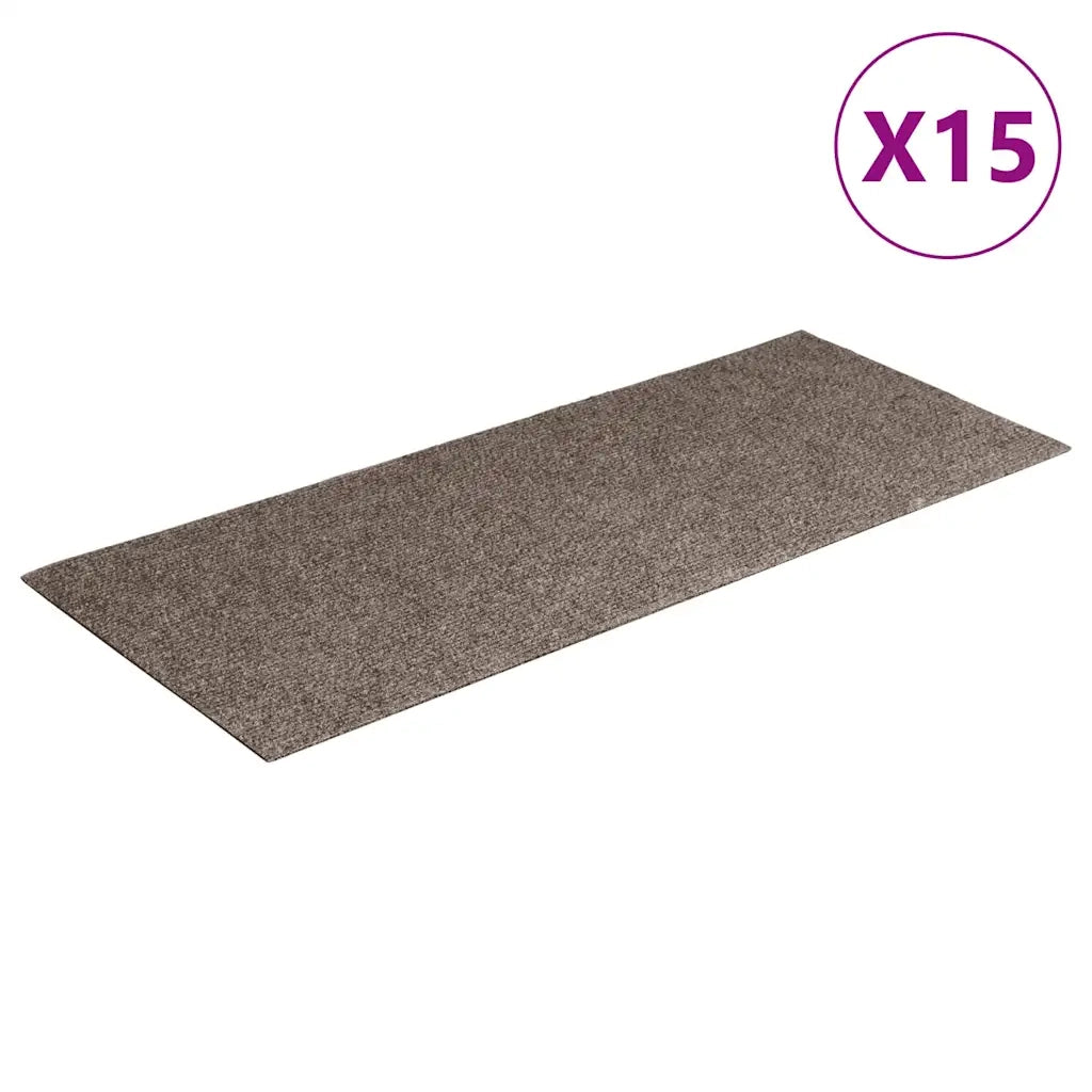 Tappetini per scale autoadesivi 15 pz 60x25 cm beige rettangolari 326921