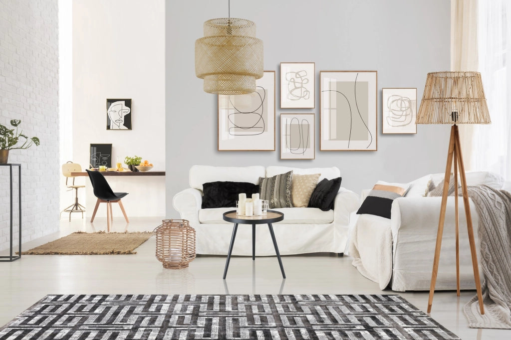 Lampada da terra in rattan beige struttura in teak