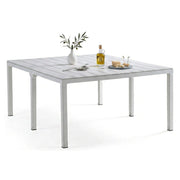 Tavolo da esterno Campana, Base per picnic, Piano da pranzo da giardino multiposizione, Banco outdoor multiuso, Made in Italy, 292x86 h74 cm, Bianco
