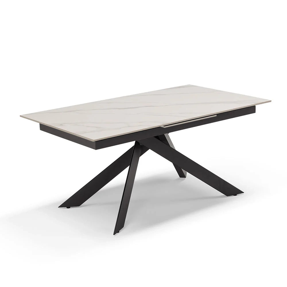 Tavolo allungabile da pranzo Marmo di Carrara 170x90 fino a 220 CM modello ANTARES per sala da pranzo, cucina e soggiorno, design moderno con top in grès ceramico