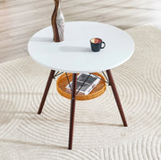 Tavolo da pranzo rotondo diametro 80 cm bianco noce, MDF per 2-4 persone