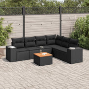 Set Divani da Giardino con Cuscini 7pz Nero Polyrattan 3225460