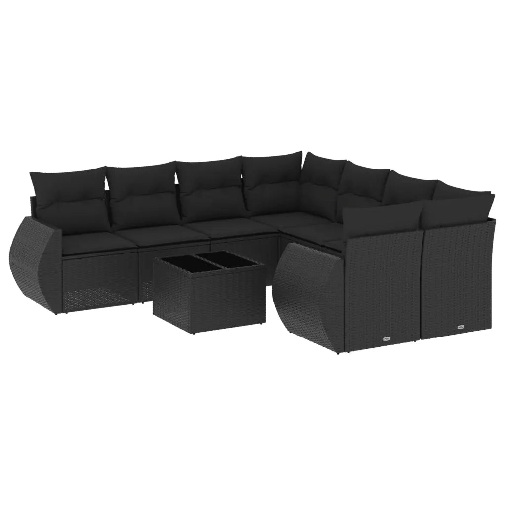 Set Divani da Giardino 9 pz con Cuscini Nero in Polyrattancod mxl 88384
