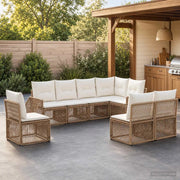 Set Divano da Giardino 8 pz Beige e Bianco Crema polyrattan 3435435