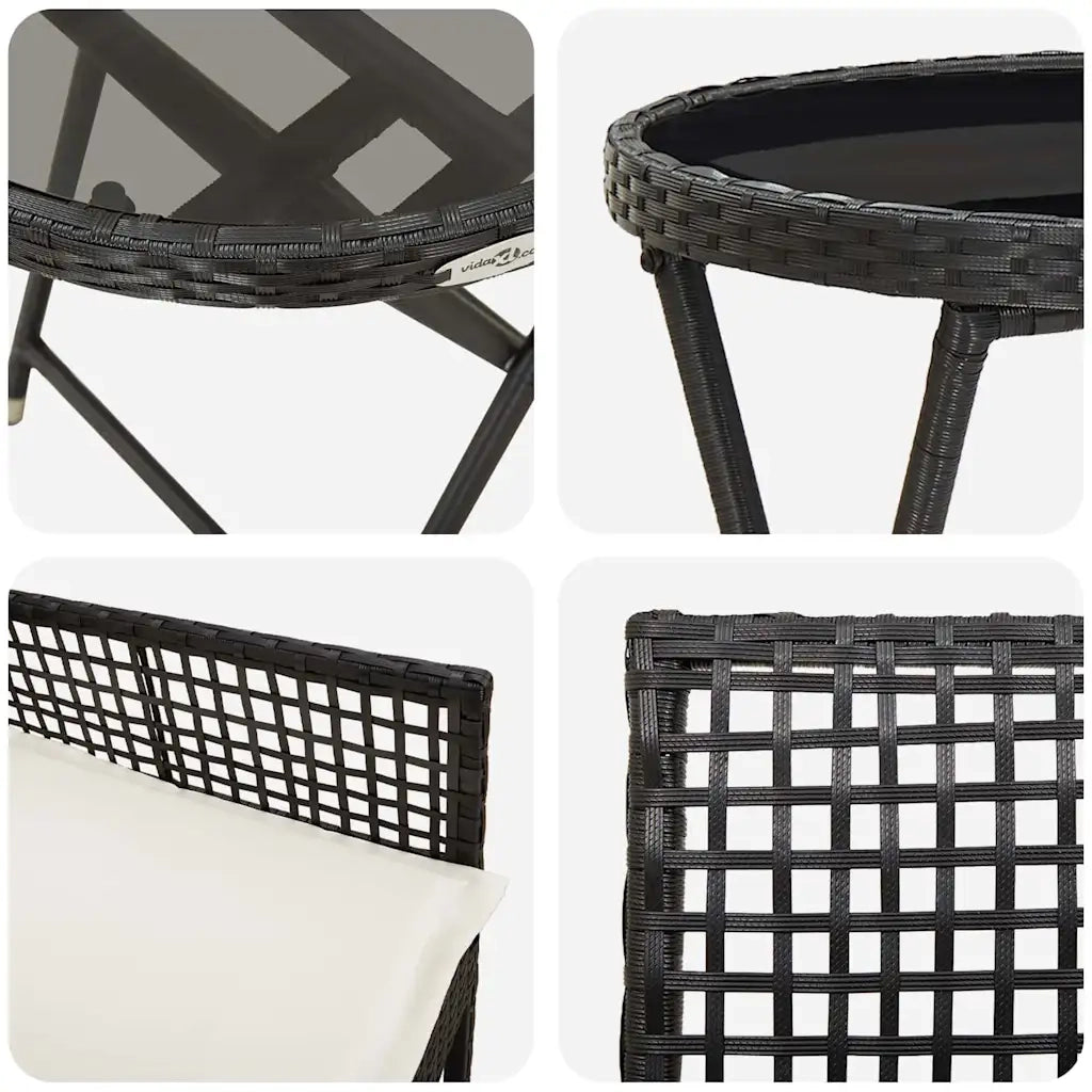 Set Bistro da Giardino 3 pcs Nero polyrattan 3334962