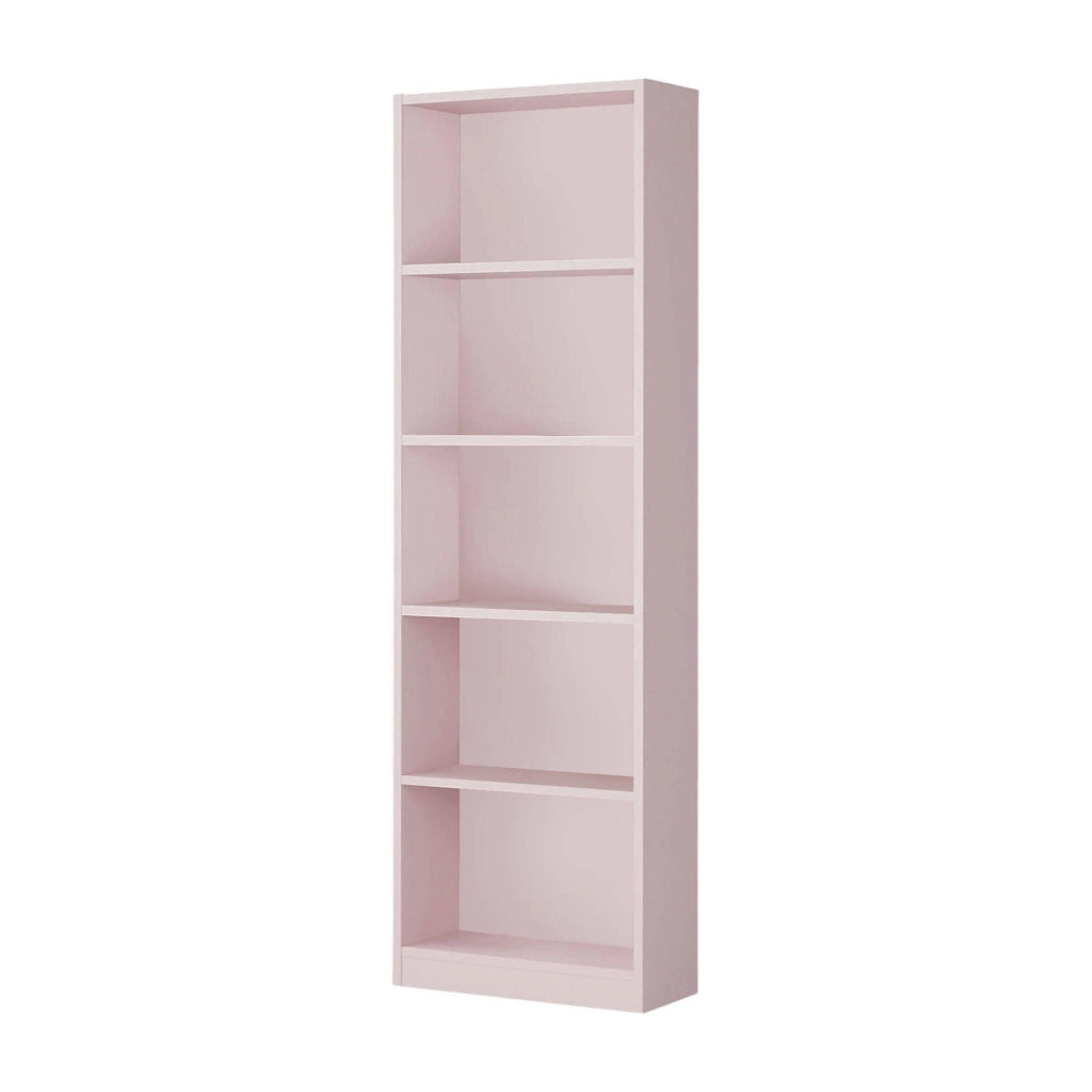 Libreria Artico, Mobile portalibri alta a 5 ripiani, Scaffale da ufficio o cameretta, Scaffale moderno con scomparti, cm 52x25h80, Rosa