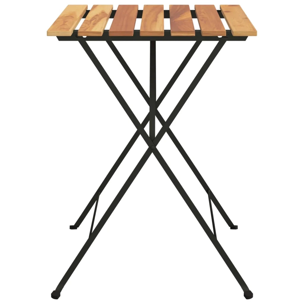 Tavolo Bistrò Pieghevole 55x54x71cm Legno Massello Teak Acciaio 319978