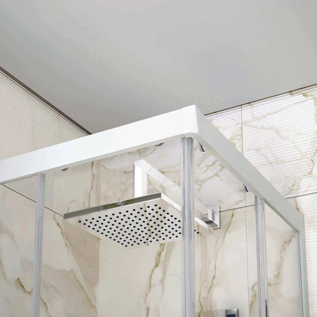 Box Doccia 3 Lati in PVC 80x120 CM H 200 Vetro Trasparente Profilo Bianco mod. Lite
