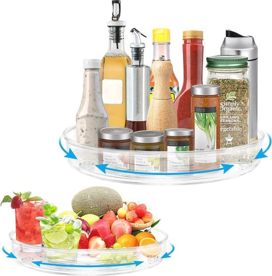 Organizzatore da cucina a rotazione con 2 pezzi - Circa 27 + 23 cm
