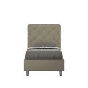 Letto singolo con rete imbottito 80x210 similpelle cappuccino Priya