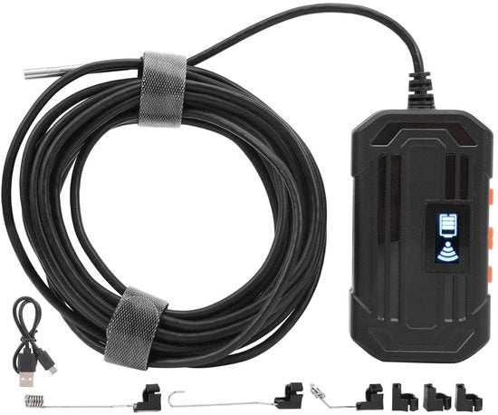 Sonda Endoscopica Senza Fili 1080P - Cassetta di Ispezione - Capocamera Mini 3,9 mm - Lampade a LED Regolabili - Utilizzo per la Manutenzione dei Motori - Batteria Ricaricabile 2600 mAh