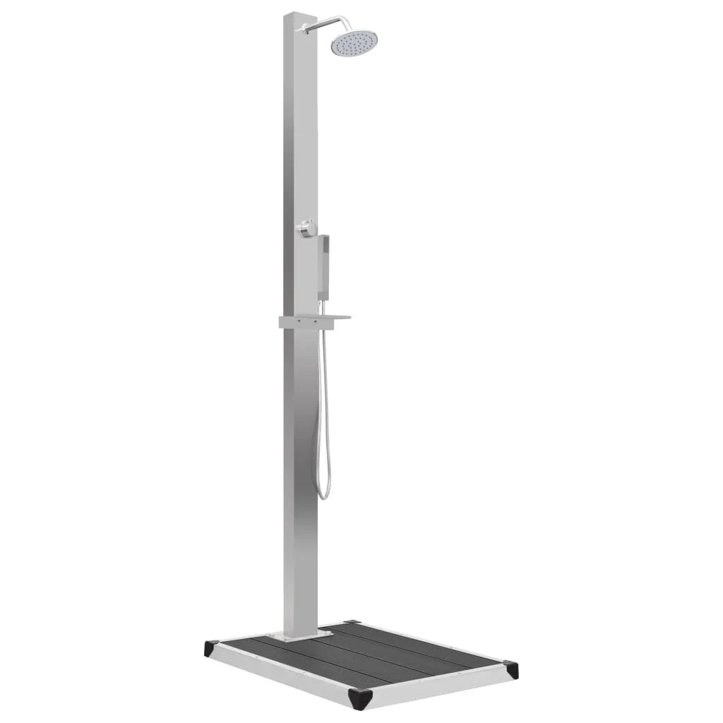 Doccia esterna con piatto doccia in WPC acciaio inox grigio 02_0042028