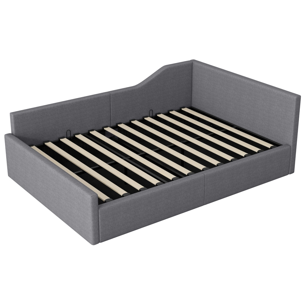 Tagesbett imbottito 140x200 con contenitore, grigio