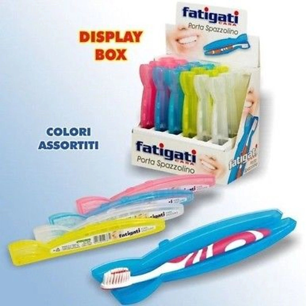 Trade Shop - Set 24 Pezzi Custodia Porta Spazzolino Da Denti Da Viaggio Colorati -