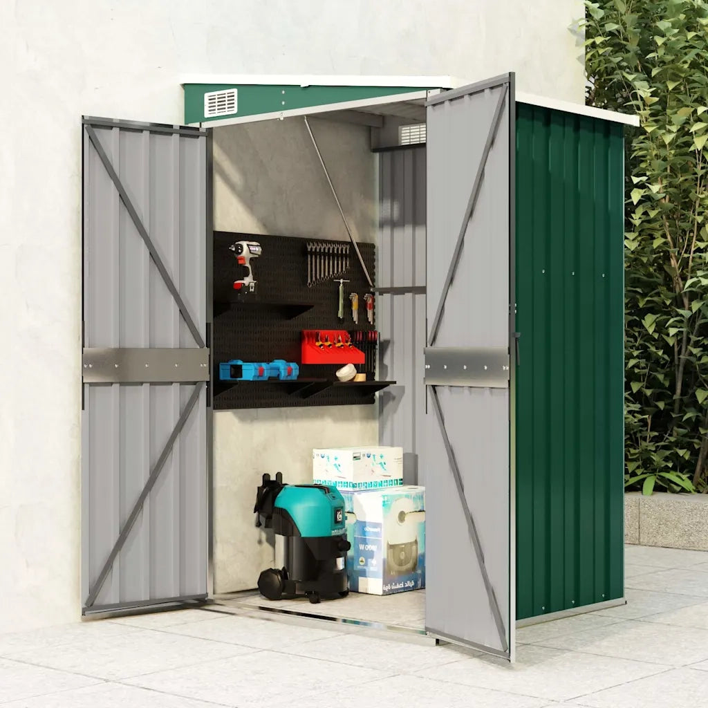 Capanno Giardino a Parete Verde 118x100x178 cm Acciaio Zincato cod mxl 65899