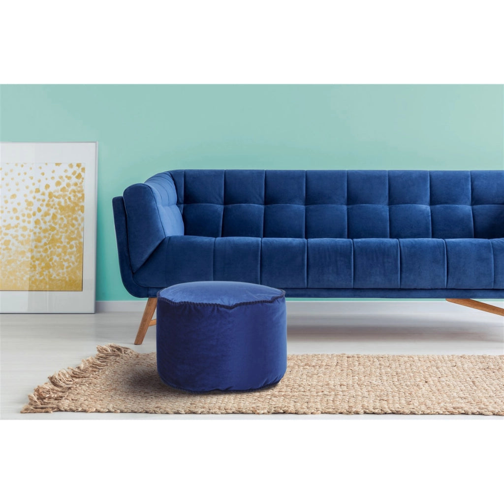 Pouf Rotondo Taj Mahal in Velluto Blu