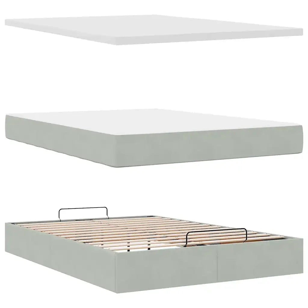 Struttura Letto Pouf con Materasso 140x190 cm Velluto 3312764