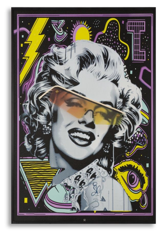 Stampa Artistica con LED e applicazione 3D su Tela Moden Marilyn - Quadro Icona Pop 60x90 cm