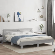 Giroletto con Testiera e LED-Struttura Letto con testiera Grigio Sonoma 200x200 cm 786819