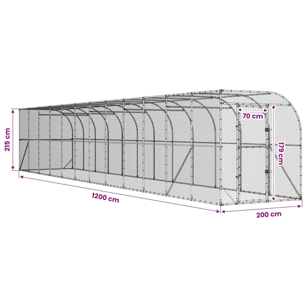 Gabbia per Polli Contro il Muro Argento 600 x 150 x 215 cm 3434735