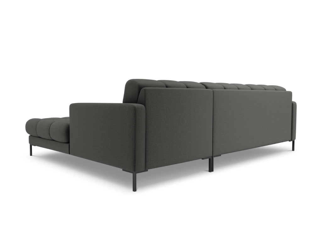 Cosmopolitan Design - Divano angolare destro "Bali" 5 posti in tessuto strutturato grigio scuro 