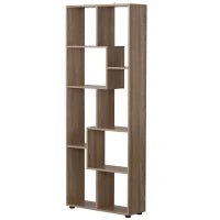 Libreria in Legno Design Moderno con 8 Ripiani, 70x24x178cm, Color Legno Naturale