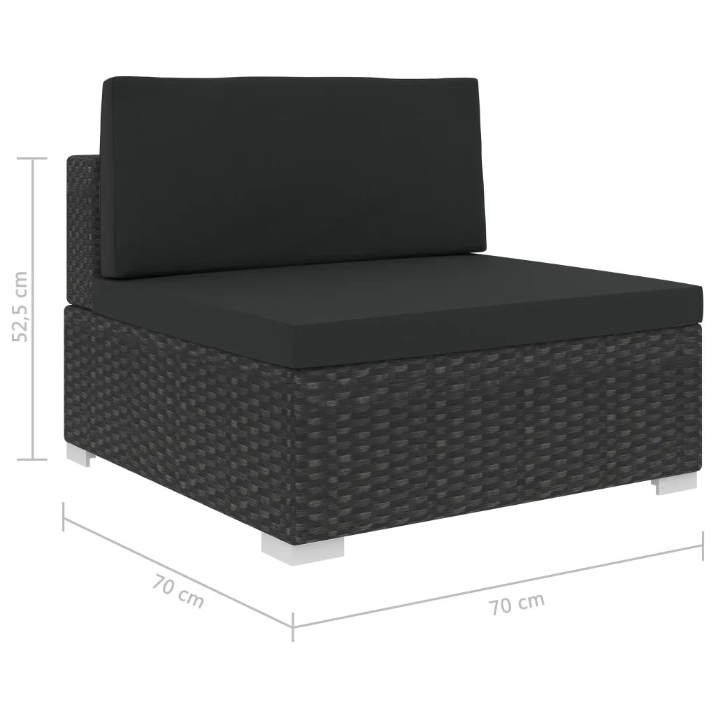 Set Divani da Giardino 6 pz con Cuscini in Polyrattan Nero 46752
