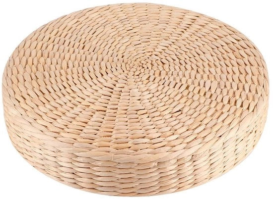 Sediletto in Tatami a forma rotonda, foderato a mano, adatto come cuscino per sedie, cuscino per pavimento, cuscino per yoga, cuscino respirabile e confortevole.