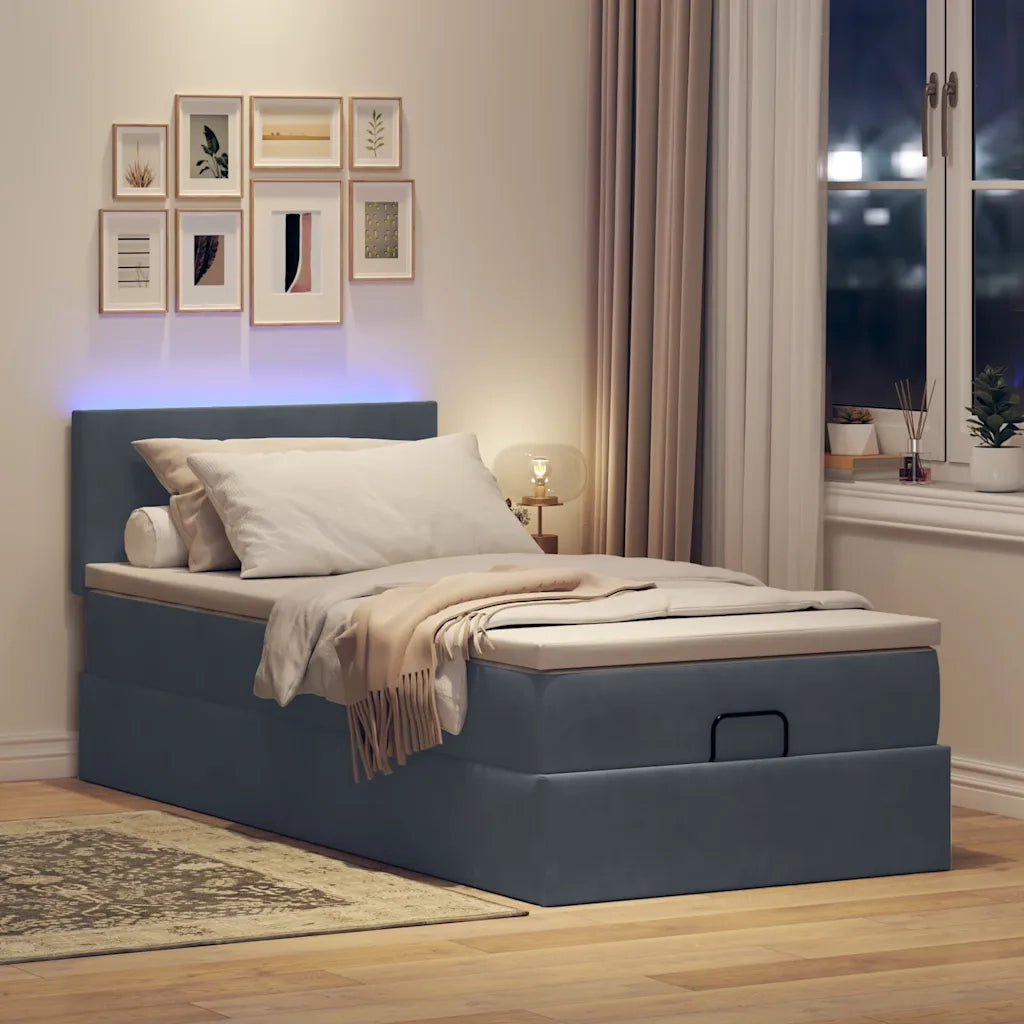 Struttura Letto Pouf con Materasso 180x200 cm in Velluto 3312513