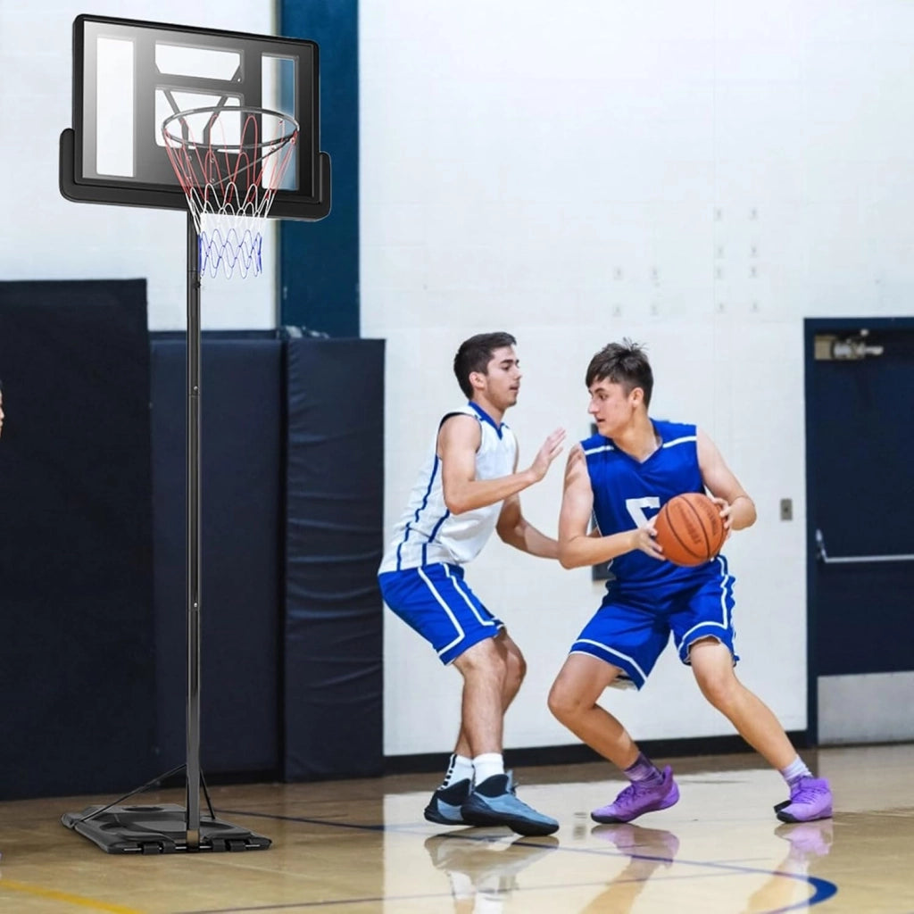 Canestro da Basket Portatile e Regolabile 180-305 cm, Canestro da Basket da Esterno ed Interno con Tabellone Resistente, Rete di Nylon e Base Riempibile, Ideale per Adolescenti e Adulti