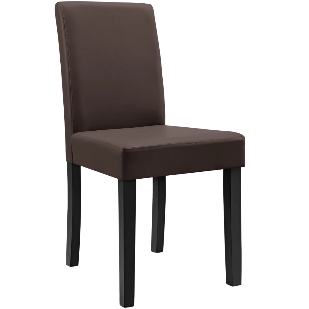 Set di 2 sedie imbottite gambe in legno massello rivestimento sintetico 90 cm marrone e nero 03_0002362