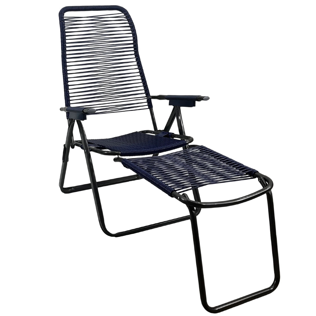 Marvin Sdraio Cordonata con Poggiapiedi Sedia a Sdraio da Giardino Filo in Pvc Pieghevole Metallo Poltrona Relax da  Blu
