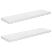 2 pz Scaffali a Parete | Ripiano a parete | Mensole a Parete Bianco Lucido 90x23,5x3,8 cm in MDF