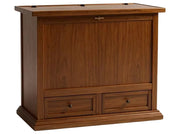 Baule 2 cassetti con ribalta in legno arte povera tinta noce 105x55x106 - Mobili 2G