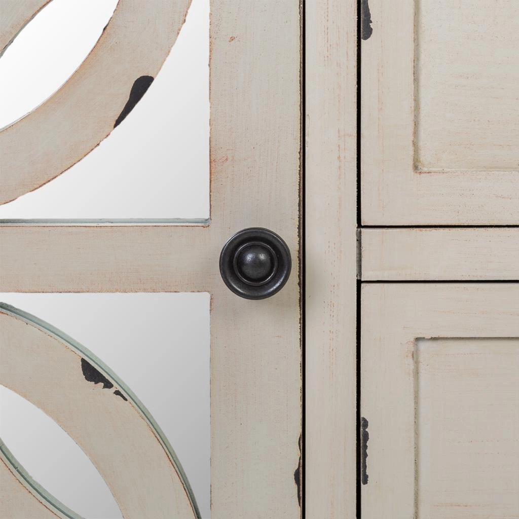 Credenza in legno con vetro bianco 110x37x84h