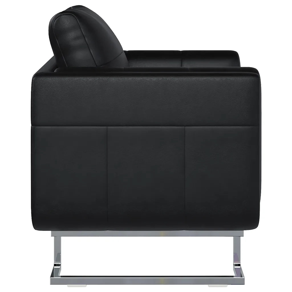 Poltrona a Pozzetto con Gambe Cromate Nera in Similpelle cod mxl 22551