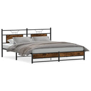 Letto matrimoniale | Letto per adulti | Giroletto senza Materasso Rovere Fumo 160x200 cm in Truciolato