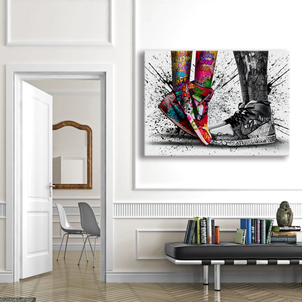 Sneakers -  Quadro Canvas Contemporaneo su telaio in legno Misura: 100x70 cm