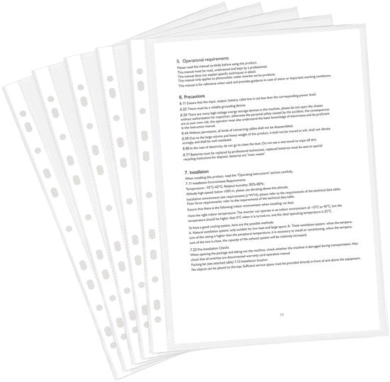 Pacco di 200 buste per brochure A4 trasparenti, (altezza 80 mm) pellicole trasparenti A4 cristalline, buste per brochure A4 con fori, buste trasparenti A4 extra resistenti, buste per documenti A4 in plastica PP, buste per documenti A4 0,08 mm trasparenti.