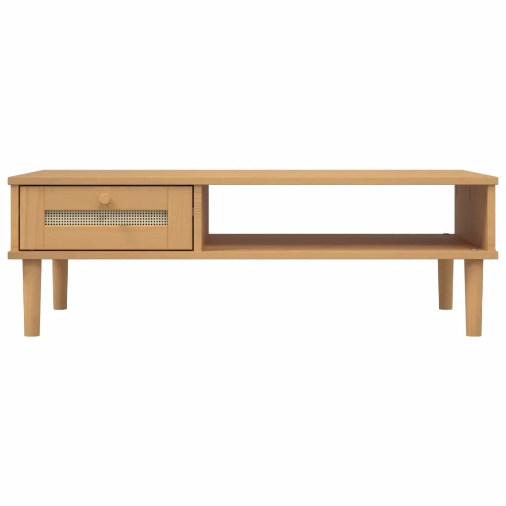 Tavolino SENJA Aspetto Rattan Marrone 100x55x33 Legno Massello 358046