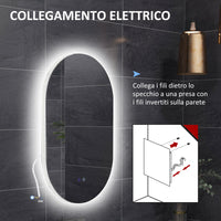 Specchio Bagno da Parete LED Antiappannamento 81x51x4,5 cm in Vetro e Alluminio Argento