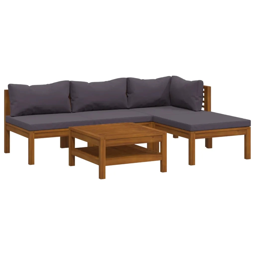 Set Divani da Giardino 5 pz con Cuscini in Massello di Acacia cod mxl 40781
