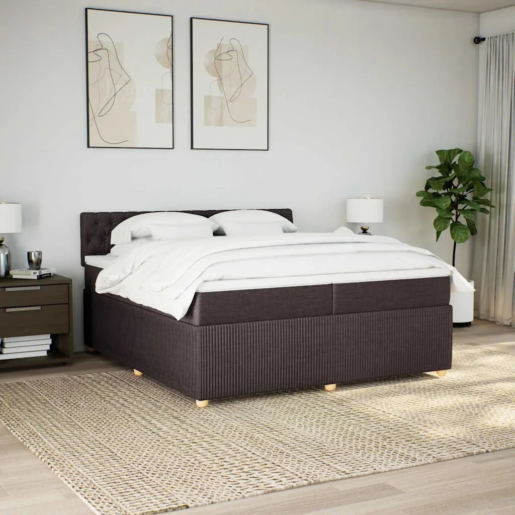 Giroletto a Molle con Materasso Marrone Scuro 200x200cm Tessuto