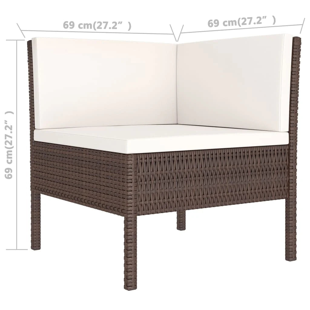 Mobili da giardino mobili da esterno Set di mobili da 11 pezzi con cuscini in resina intrecciata marrone 02_0015425