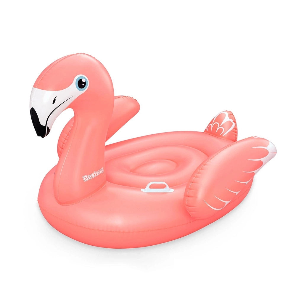 Trade Shop - Cavalcabile Gonfiabile Gioco Da Piscina A Forma Di Fenicottero 138x107cm 2 Maniglie 41525 -