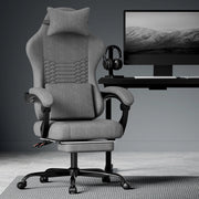 Sedia da gaming ergonomica con poggiatesta; supporto lombare e braccioli sincronizzati; grigio scuro
