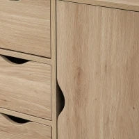 Mobile Bagno con 4 Cassetti, Armadietto a 2 Livelli e Maniglie Ritagliate, in Truciolato, 54x29x83 cm