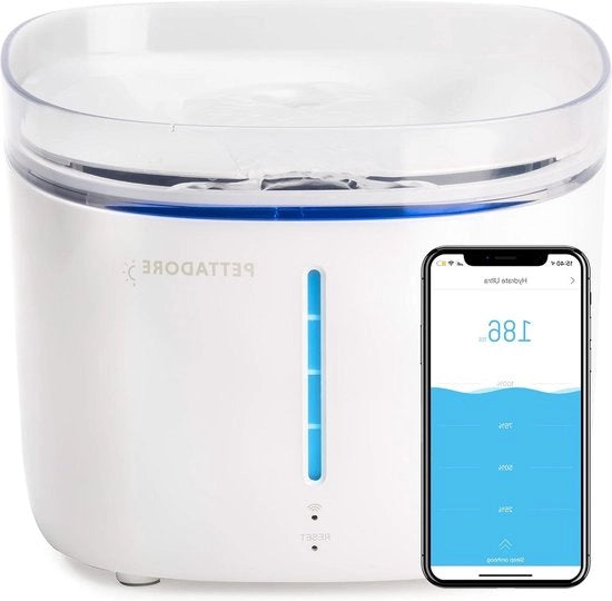 Fonte di acqua intelligente per gatti/cani con sterilizzazione UV, waterdispenser con avvisi e filtro robusto 2L